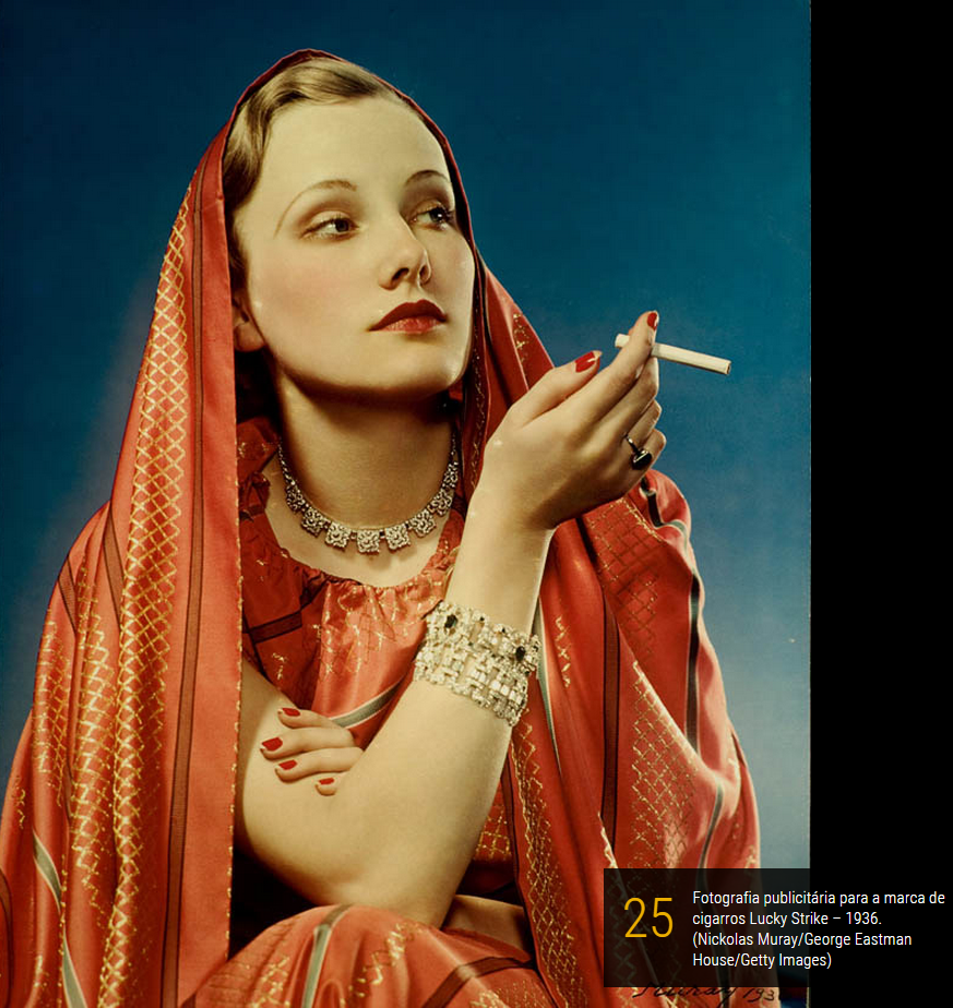 Fotografia publicitária para a marca de cigarros Lucky Strike – 1936. (Nickolas Muray/George Eastman House/Getty Images)