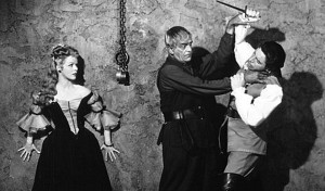 Com Boris Karloff e Charles Laughton em O Tirano