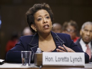 Loretta Lynch durante audiência no Capitólio, em Washington, em 28 de janeiro de 2015 (Foto: AP Photo/J. Scott Applewhite)