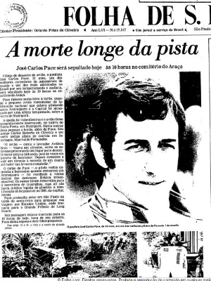 Capa da Folha sobre a morte de Pace (Foto: REPRODUÇÃO)