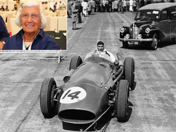 A italiana Maria Teresa de Filippis, primeira mulher a pilotar um carro de Fórmula 1, (VEJA.com/Getty Images)
