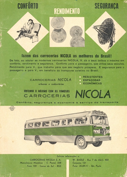 Anúncio das Carrocerias Nicola em 1960. Foto: acervo documental da Marcopolo, divulgação