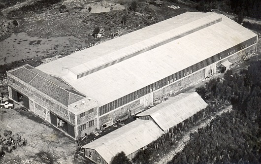 Vista aérea da Marcopolo Planalto em 1957. Foto: acervo documental Marcopolo, divulgação