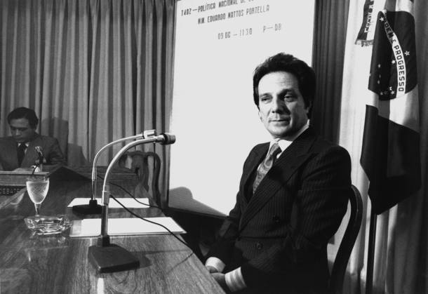 O ministro da Educação, Eduardo Mattos Portella, durante evento realizado na Escola Superior de Guerra, no Rio de Janeiro, em agosto de 1980