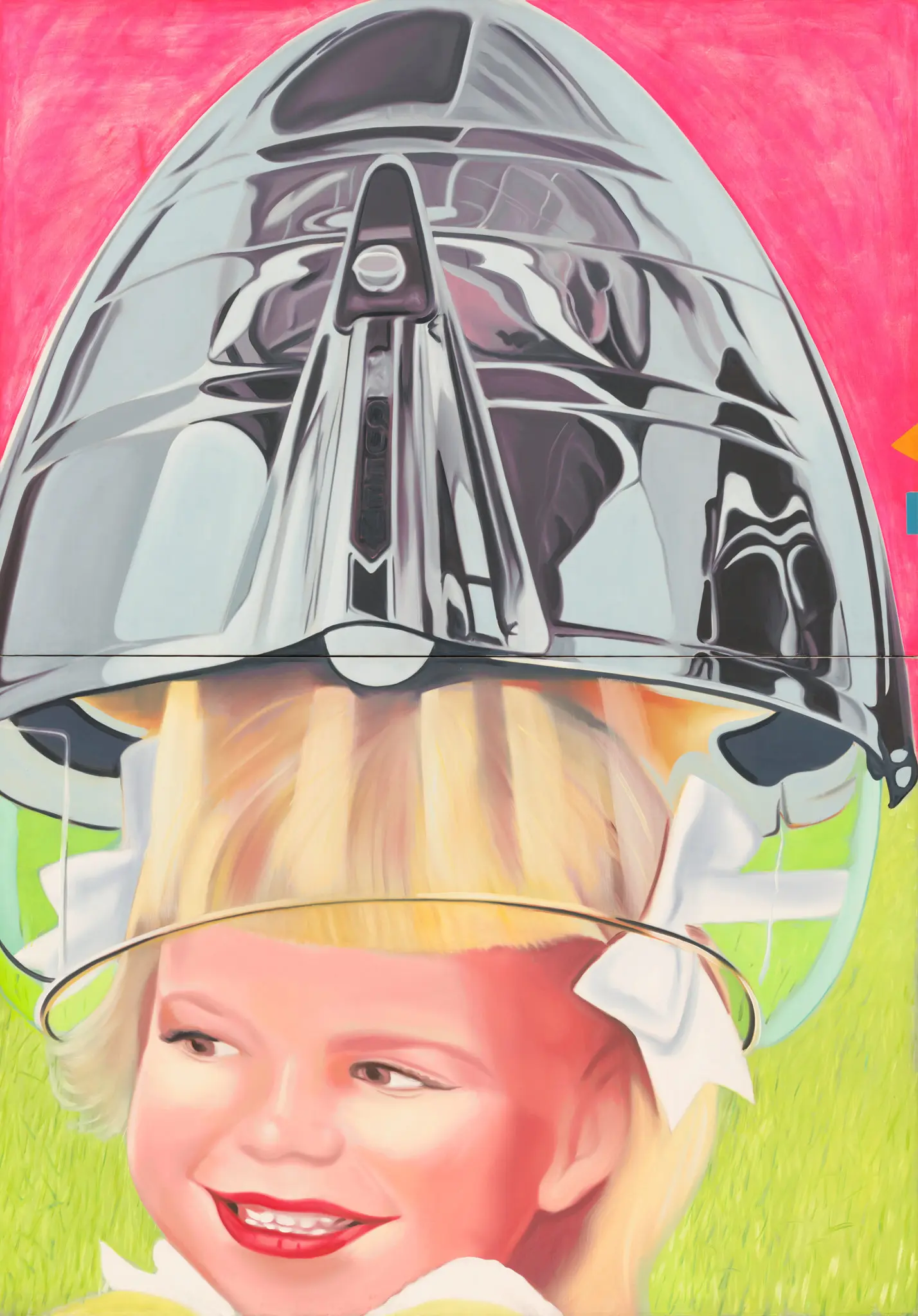 As pinturas de Rosenquist raramente continham mensagens políticas evidentes, mas a sua obra mais conhecida, o enorme “F-111” (1964-5), foi um protesto contra o militarismo americano. (Crédito da fotografia: Todos os direitos reservados, James Rosenquist/Licenciado pela VAGA, Nova York)