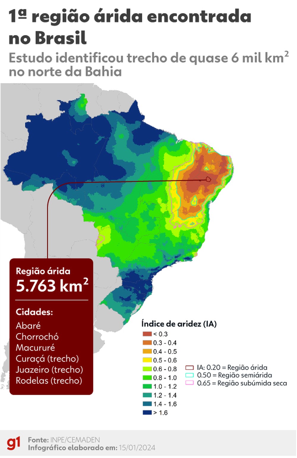 1ª região árida encontrada no Brasil. — Foto: Arte g1