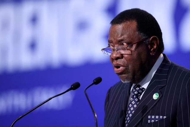 O presidente da Namíbia, Hage Gottfried Geingob, durante a COP26, em 2021 — Foto: REUTERS/Hannah McKay