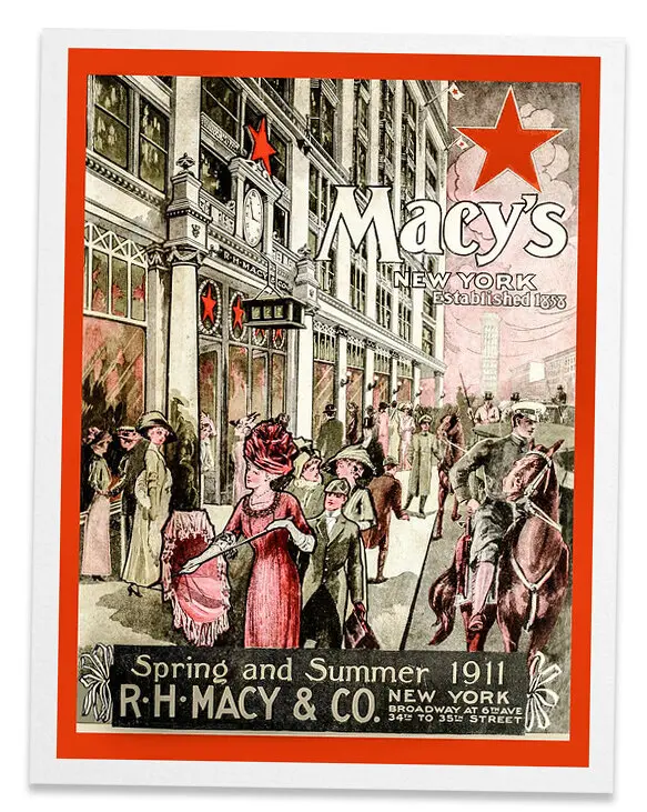 Um catálogo da Macy's de 1911. Getchell sugeriu que a loja usasse uma estrela vermelha como logotipo depois de notar uma estrela tatuada no pulso de RH Macy.