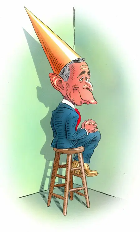 Interpretação do Sr. Grossman do presidente George W. Bush para uma capa da revista Rolling Stone de 2006.