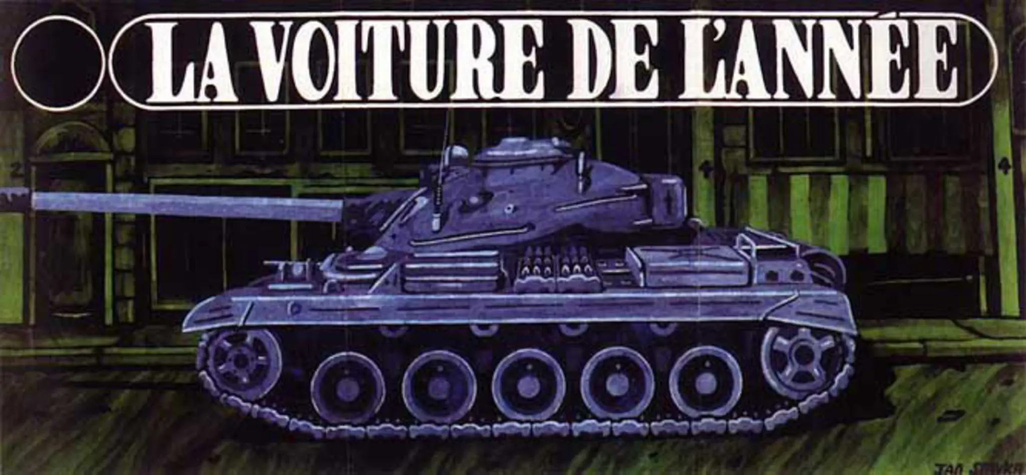 “Voiture de l'Année” (“Carro do Ano”) do artista Jan Sawka, que ganhou a medalha de ouro na Bienal Internacional de Cartazes de Varsóvia em 1978, depois que ele fugiu da Polônia.Crédito...Jan Sawka