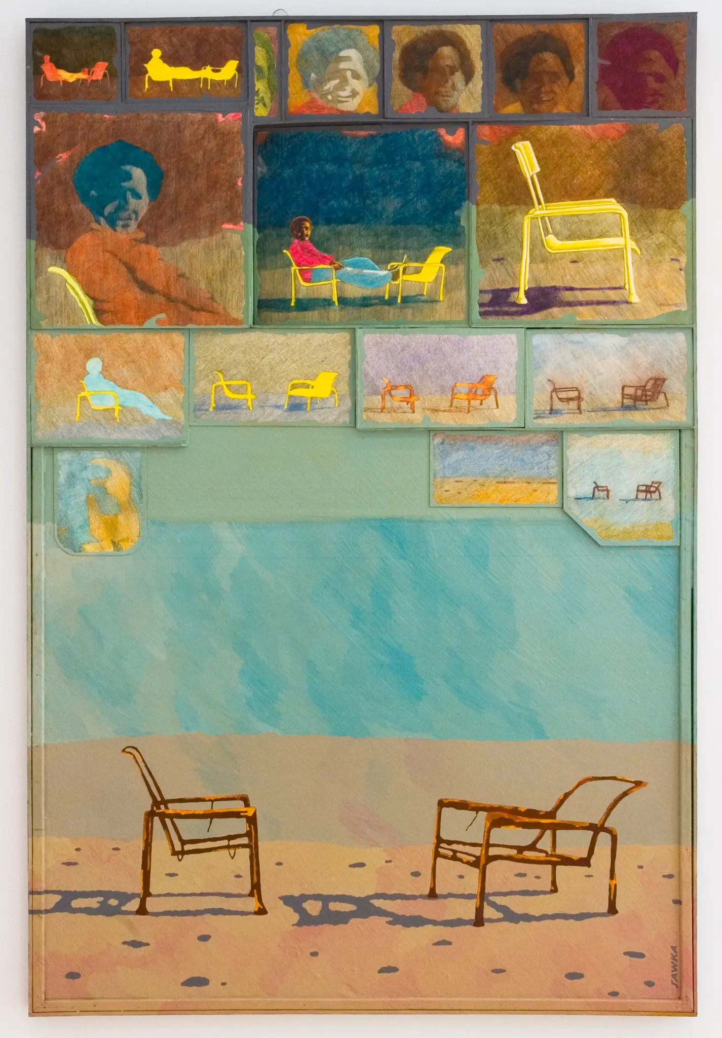 "Na Praia", uma pintura de 1986 de Jan Sawka.