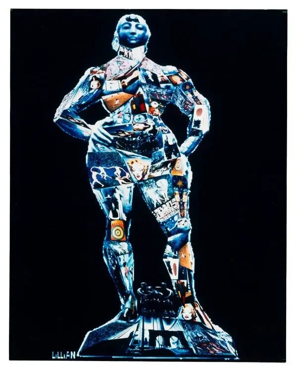 Imagem de “Big MOMA": anúncio de 30 segundos gerado por computador, criado por Lillian Schwartz para a reabertura do Museu de Arte Moderna em 1984