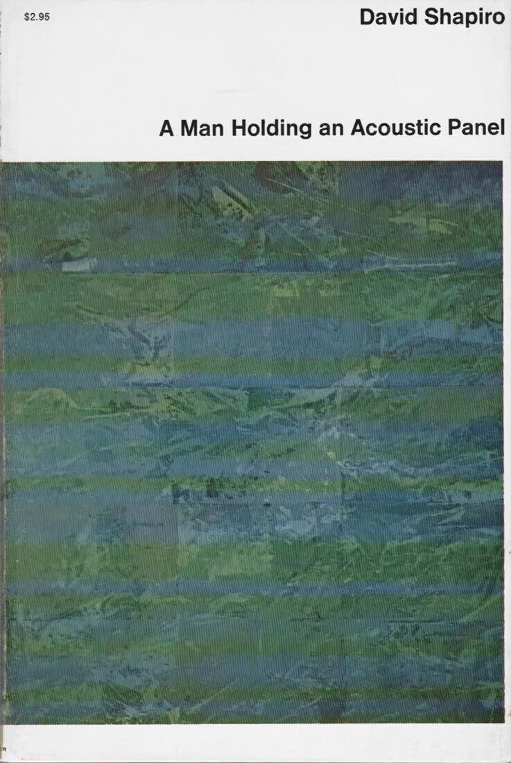 A coletânea de poesias de 1971 do Sr. Walter Shapiro, “A Man Holding an Acoustic Panel”, foi indicada ao National Book Award.Crédito...Dutton