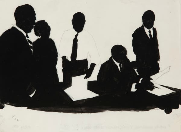 "Dewey, Ballantine, Bushby, Palmer" (1958); guache e grafite sobre papelCrédito...via Hollis Taggart e o Espólio de Idelle Weber