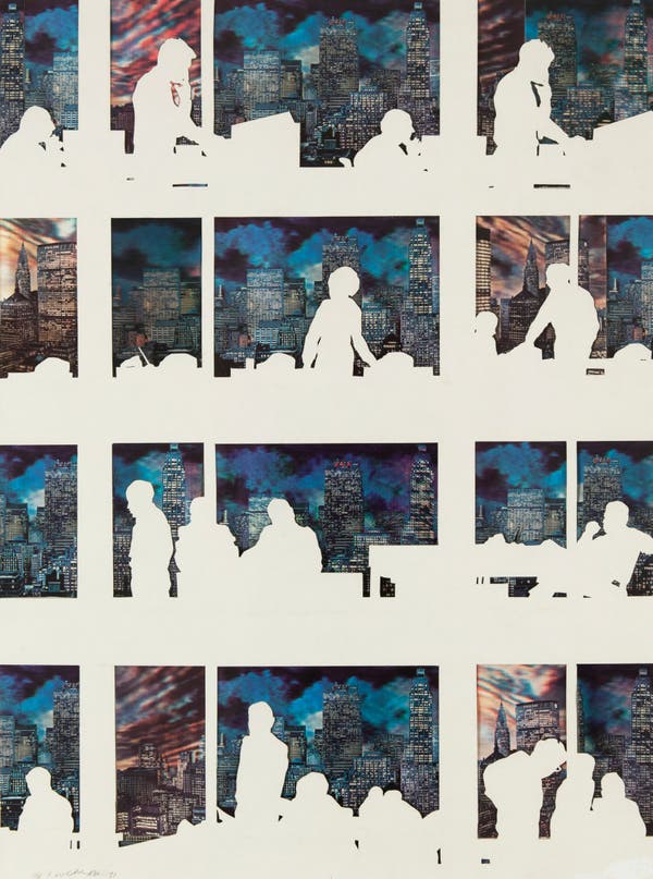 "Sem título" (1971); Recorte de papel montado em cartões postais lenticularesCrédito...via Hollis Taggart e o Espólio de Idelle Weber