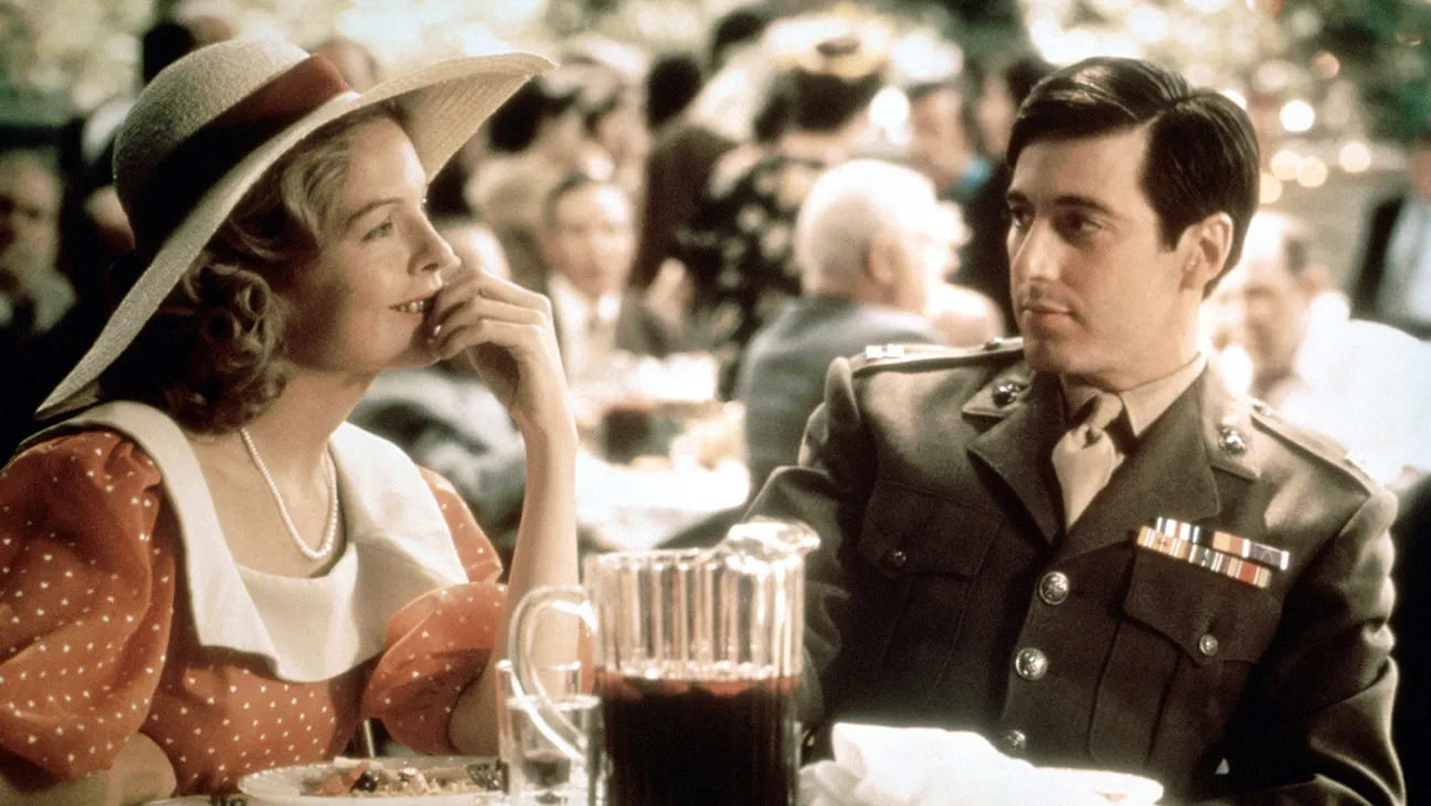 Diane Keaton com Al Pacino em ' O Poderoso Chefão ' de 1972. Cortesia da Everett Collection
