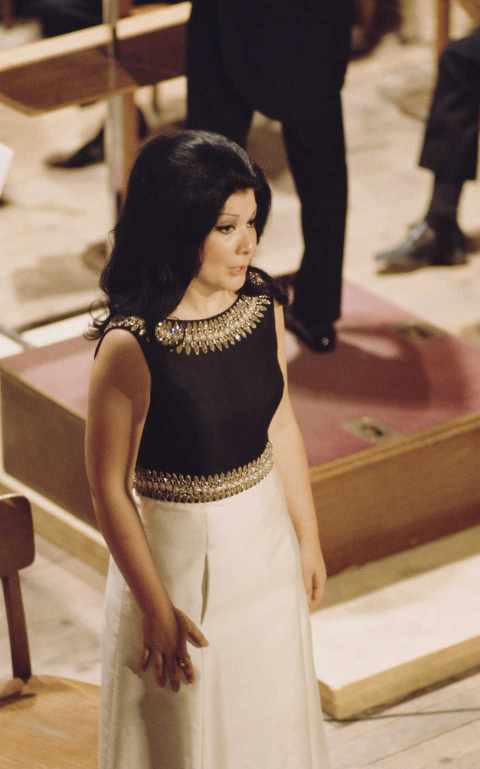 Huguette Tourangeau se apresentando, por volta de 1967. Crédito: Erich Auerbach/Hulton Archive/Getty Images.