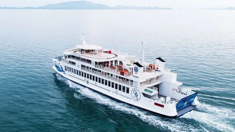 Olympia Dream Seto, o primeiro navio autônomo operado comercialmente no mundo, no Japão. (Imagem: Divulgação/The Nippon Foundation)