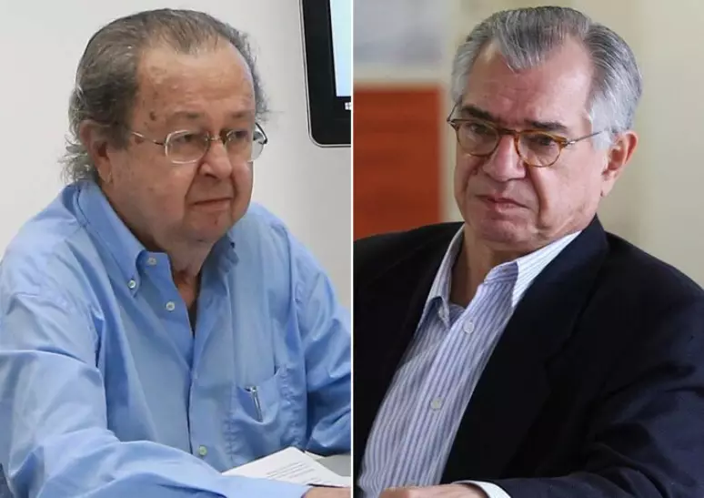 Os cientistas políticos Francisco Weffort e José Álvaro Moisés, autores do livro 'Crise da Democracia Representativa e Neopopulismo no Brasil'. Foto: Tiago Queiroz e Marcio Fernandes/Estadão / Estadão