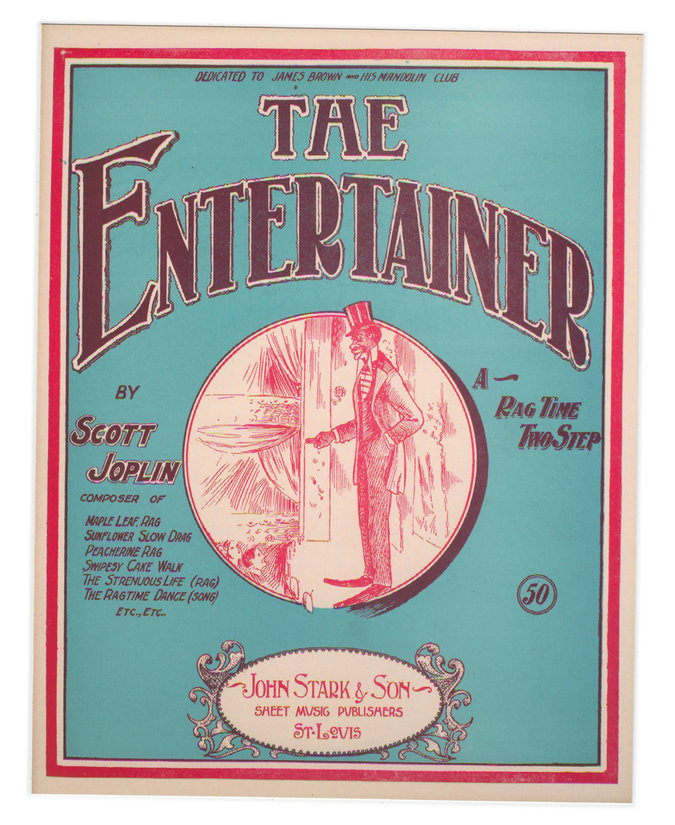 Capa da partitura de “The Entertainer”, a obra mais famosa de Joplin. Sheridan Libraries/Levy/Gado, via Getty Images