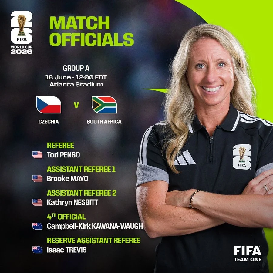 Tori Penso é a primeira mulher a apitar na Copa do Mundo de 2026. Tori Penso/Árbitra da Partida