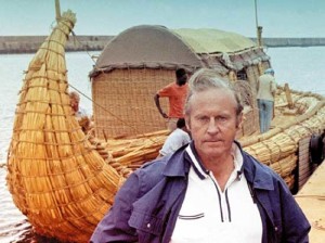 Thor Heyerdahl, explorador norueguês que foi o responsável pela façanha de atravessar o Atlântico numa jangada