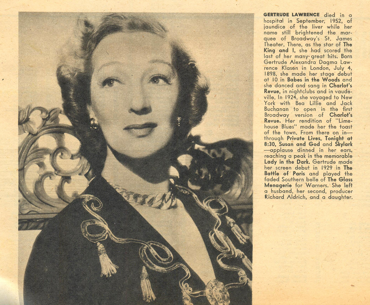 Gertrude Lawrence, atriz e cantora inglesa cujas performances a levaram