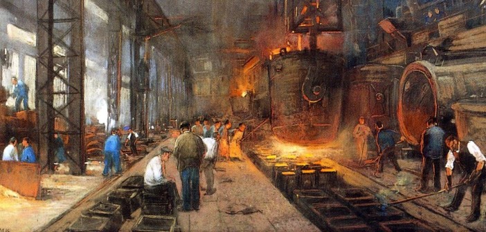 Quadro “Electro steelmelter”, de Herman Heyenbrock, pintor conhecido por retratar a vida nas fábricas - (Foto: Reprodução)