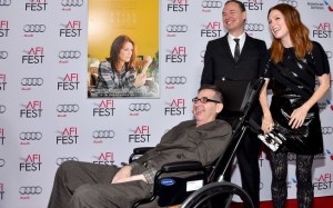 Glatzer com o marido Wash Westmoreland e Julianne Moore na estreia de "Para Sempre Alice" (Foto: Getty Images) 