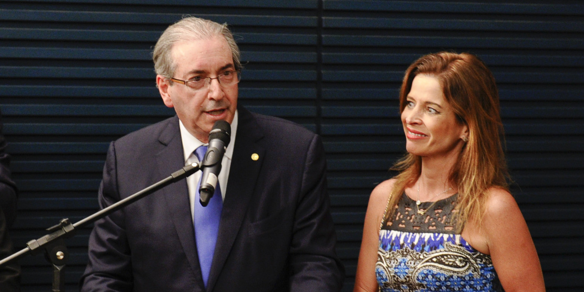 Cláudia Cruz ao lado de seu marido Eduardo Cunha no Salão Nobre da Câmara dos Deputados. - (Foto: Marcos Oliveira/Agência Senado)