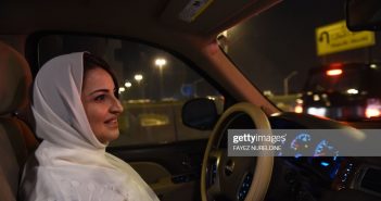 Saudi Samar Almogren drives her car through Riyadh city's streets ... Getty Images