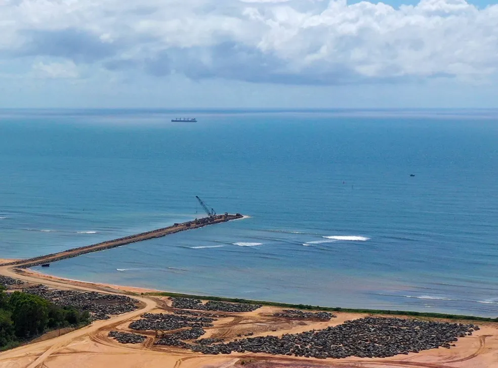 Local onde as obras estão sendo realizadas para construção do porto — Foto: Divulgação/Imetame