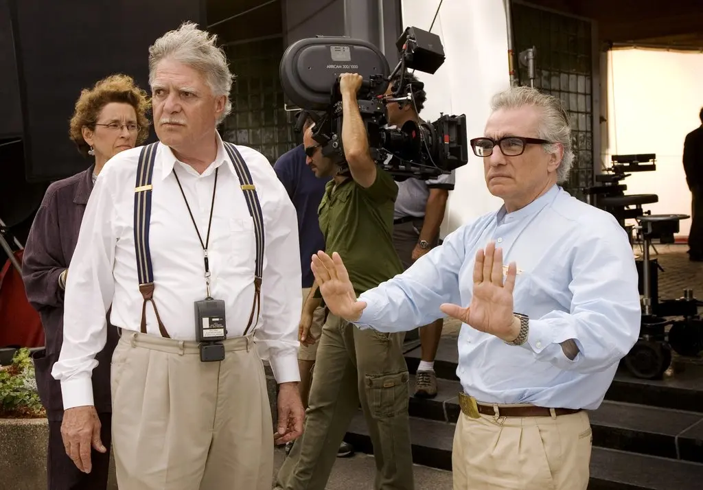 Michael Ballhaus, à esquerda, com Martin Scorsese no set do filme vencedor do Oscar de Scorsese, “Os Infiltrados” (2006). (Credito de fotografia: Warner Bros., via Photofest)