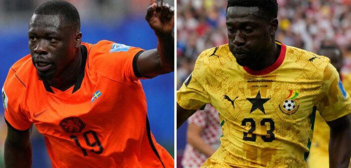 Derrick Luckassen, defensor de Gana, na derrota de 2 a 1 para a Croácia. Luckassen é irmão do atacante da Holanda Brian Brobbey